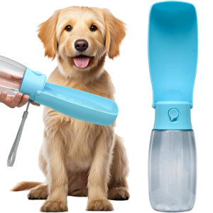 Dog Water Bottle, Leak Proof Portable Puppy Water Dispenser, Travel Puppy Water Bowl, Foldable Transparent Dog Water Bottle for Pets Outdoor Walking, Hiking, Travel, Food Grade Plastic - 19oz Blue