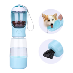 Dog Water Bottle, Portable Pet Travel Water Bottle with Food Container, Leak Proof Puppy Water Bowl Outdoor Dog Water Dispenser for Pets Outdoor, Travel, Walking(13oz)