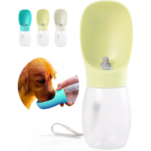 Portable Dog Water Bottle, 12 oz, Leak-Proof Travel Pet Dispenser, Teal,Puppy Water Dispenser with Drinking Feeder for Travel (Yellow, Small)