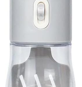 Light Grey 4-in-1 Portable Dog Water Dispenser+Food Storage+Built-in Poop Bag Holder+Scoop | 258ml Water & 220ml Food Capacity | Leakproof | Food-Grade ABS Material.